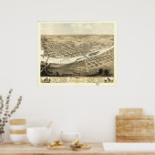 Cedar Rapids Iowa 1868 Antike Panoramabalkarte Poster (Küche)