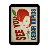 Cedar Rapids Iowa Apple - Vintage Travel Magnet (Vertikal)