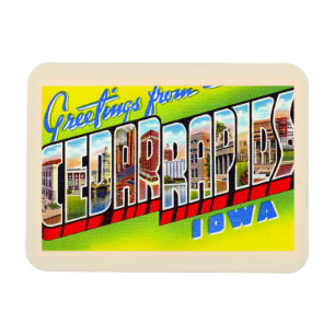 Cedar Rapids Iowa IA Vintager Großbuchstabe Postk Magnet