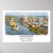 Cedar Rapids Iowa Poster, Aquarell, Maßgeschneider Poster (Vorne)