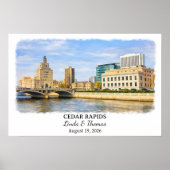 Cedar Rapids Iowa Poster, Aquarell, Maßgeschneider Poster (Vorne)