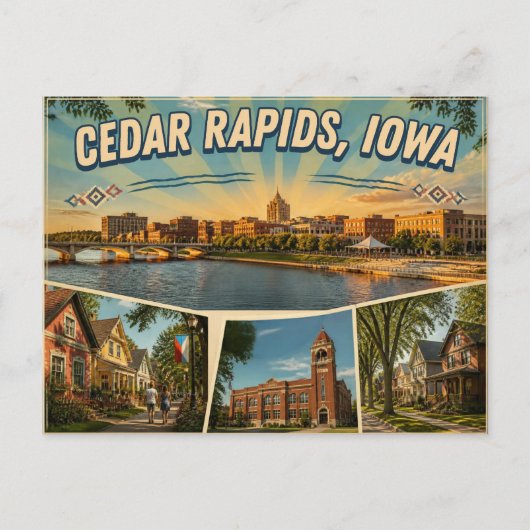Cedar Rapids Iowa Postkarte (Vorderseite)
