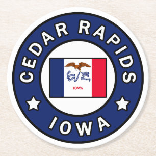 Cedar Rapids Iowa Runder Pappuntersetzer