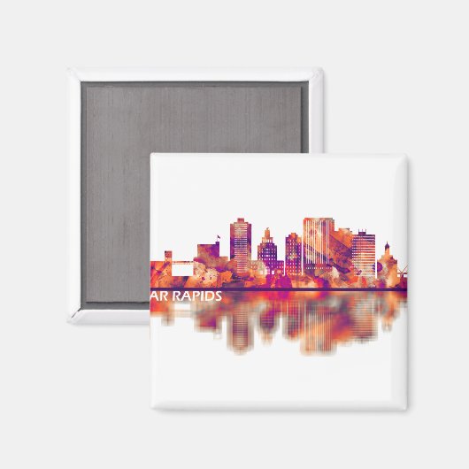 Cedar Rapids Iowa Skyline Magnet (Vorderseite/Rückseite)