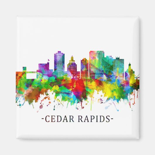 Cedar Rapids Iowa Skyline Magnet (Vorne)