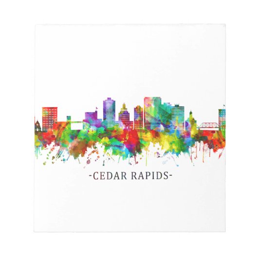 Cedar Rapids Iowa Skyline Notizblock (Vorderseite)