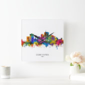 Cedar Rapids Iowa Skyline Quadratische Wanduhr (Zuhause)