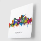 Cedar Rapids Iowa Skyline Quadratische Wanduhr (Winkel)