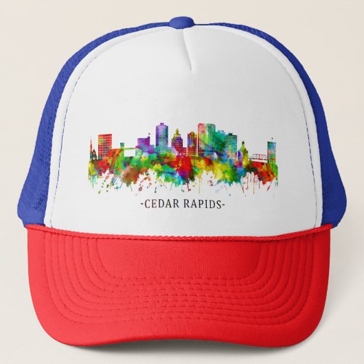 Cedar Rapids Iowa Skyline Truckerkappe (Vorderseite)