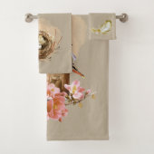 Cedar Wax Birdhouse Blume Nest Feather Brown Badhandtuch Set (Insitu)