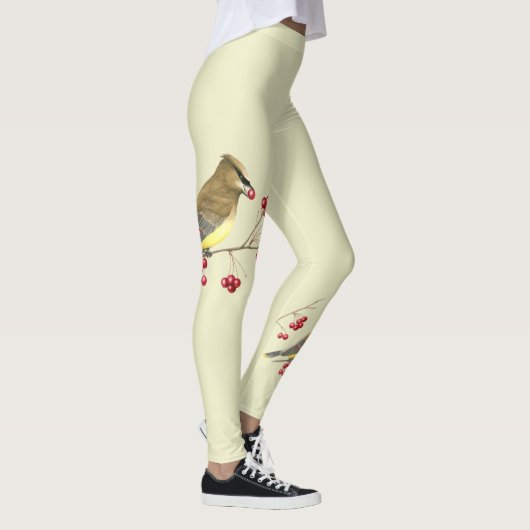 Cedar Waxwing Bird Art Leggings (Rechts)