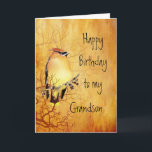 Cedar Waxwing Bird Best Grandson Birthday Karte<br><div class="desc">Warm Copper Cedar Waxwing Bird l Birthday for your Grandson</div>
