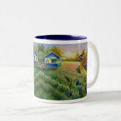 Cedar Waxwing Bird Blueberry Farm WKND Zweifarbige Tasse (VorderseiteRechts)