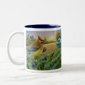 Cedar Waxwing Bird Blueberry Farm WKND Zweifarbige Tasse (Links)