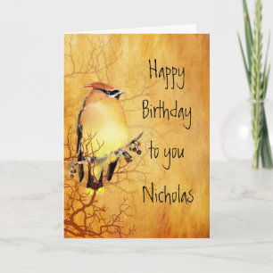 Cedar Waxwing Bird Individuelle Name Geburtstag Karte