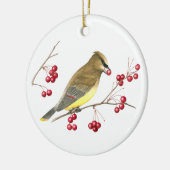 Cedar Waxwing Bird Kunst, Dichtung und Musik Keramik Ornament (Links)