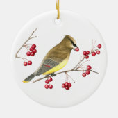 Cedar Waxwing Bird Kunst, Dichtung und Musik Keramik Ornament (Hinten)