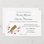 Cedar Waxwing Bird Kunsthochzeit Einladung (Vorne/Hinten)