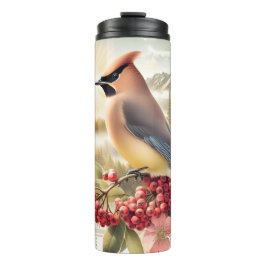 Cedar Waxwing Bird Mountain Thermal Tumbler Thermosbecher