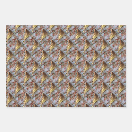 Cedar Waxwing Bird Nature Art Muster Geschenkpapier Set (Vorderseite 2)