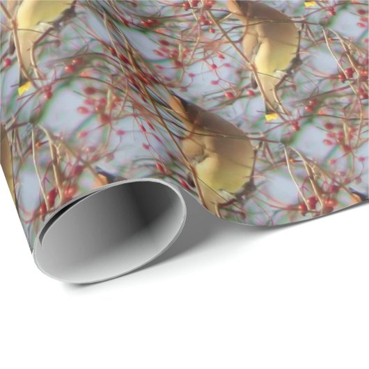 Cedar Waxwing Bird Nature Art Pattern Geschenkpapier (Rolleneckpunkt)