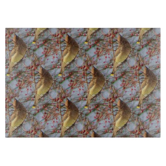Cedar Waxwing Bird Nature Art Pattern Schneidebrett (Vorderseite)