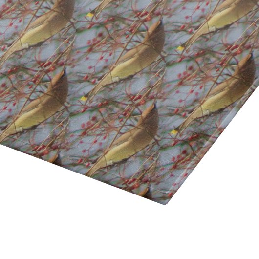 Cedar Waxwing Bird Nature Art Pattern Schneidebrett (Ecke)