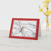 Cedar Waxwing Bird Winter Christmas Karte (Gelbe Blume)
