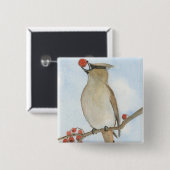 Cedar Waxwing Button (Vorne & Hinten)
