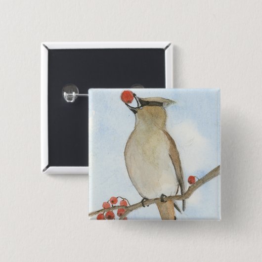 Cedar Waxwing Button (Vorne & Hinten)