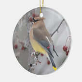 Cedar Waxwing Eating Berries Ornament (Links)