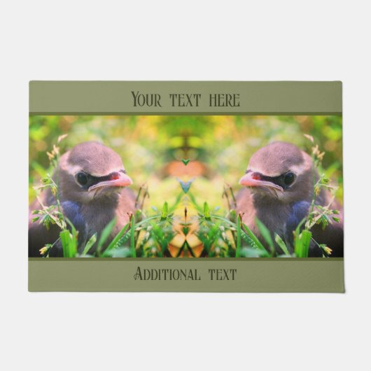 Cedar Waxwing Fledgling Bird Personalisiert Fußmatte (Vorderseite)