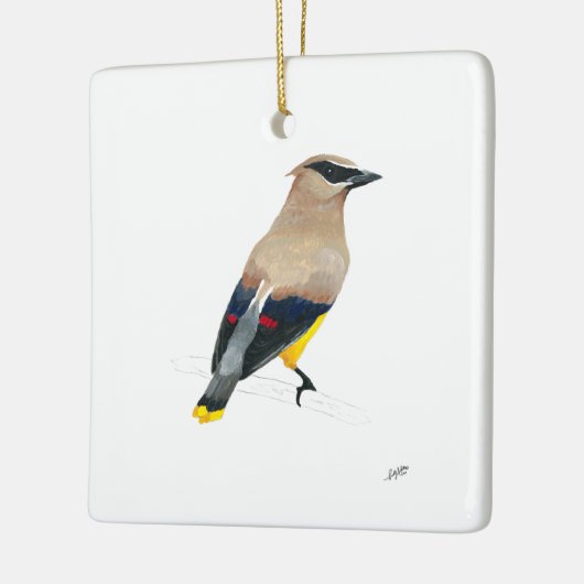 Cedar Waxwing Keramikornament (Links)