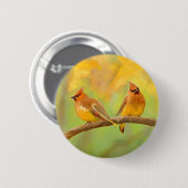 Cedar Waxwing Malerei - Niedliche Original Hunde K Button (Vorne & Hinten)