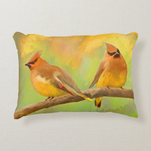 Cedar Waxwing Malerei - Niedliche Original Hunde K Dekokissen