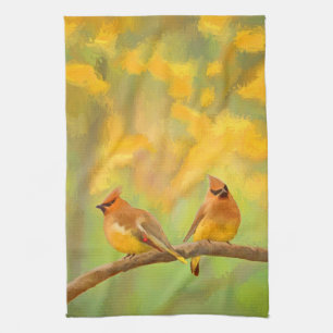 Cedar Waxwing Malerei - Niedliche Original Hunde K Geschirrtuch