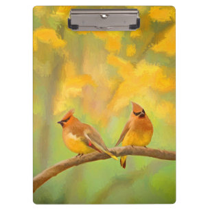 Cedar Waxwing Malerei - Niedliche Original Hunde K Klemmbrett