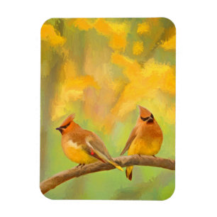 Cedar Waxwing Malerei - Niedliche Original Hunde K Magnet