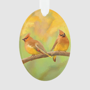 Cedar Waxwing Malerei - Niedliche Original Hunde K Ornament