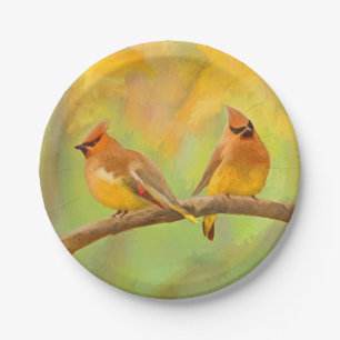 Cedar Waxwing Malerei - Niedliche Original Hunde K Pappteller