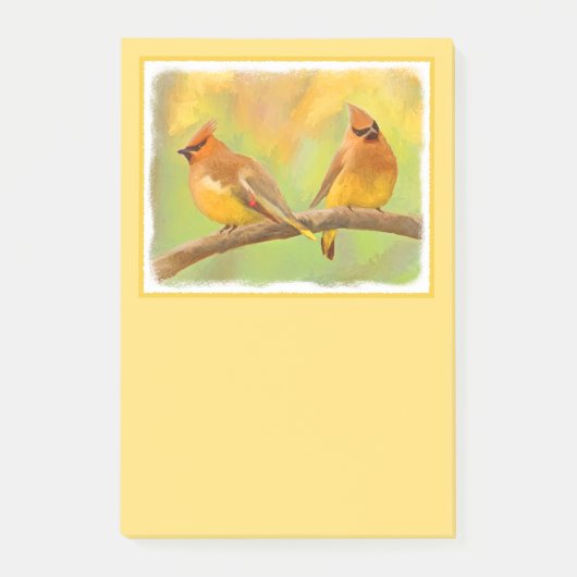 Cedar Waxwing Malerei - Niedliche Original Hunde K Post-it Klebezettel (Vorderseite)