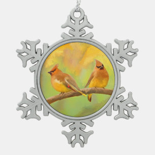 Cedar Waxwing Malerei - Niedliche Original Hunde K Schneeflocken Zinn-Ornament