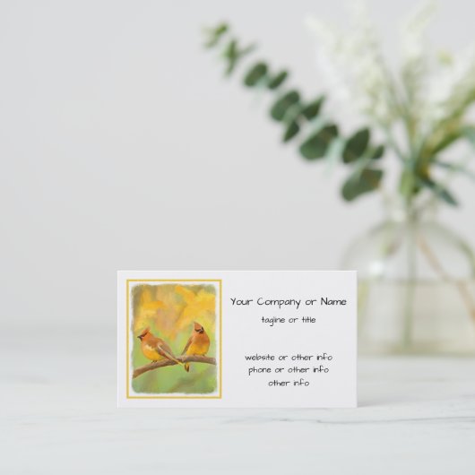 Cedar Waxwing Malerei - Niedliche Original Hunde K Visitenkarte (Stehend Vorderseite)