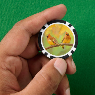 Cedar Waxwing Malerei - Niedlicher Original Wilder Pokerchips