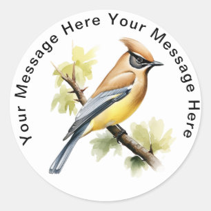 Cedar Waxwing Runder Aufkleber