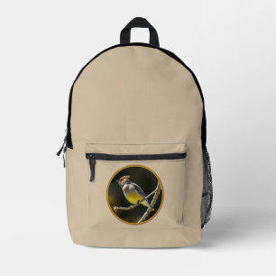 Cedar Waxwing Songbird Original Wild Bird Foto Bedruckter Rucksack
