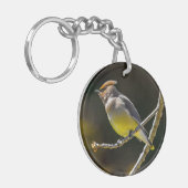 Cedar Waxwing Songbird Original Wild Bird Foto Schlüsselanhänger (Vorderseite links)