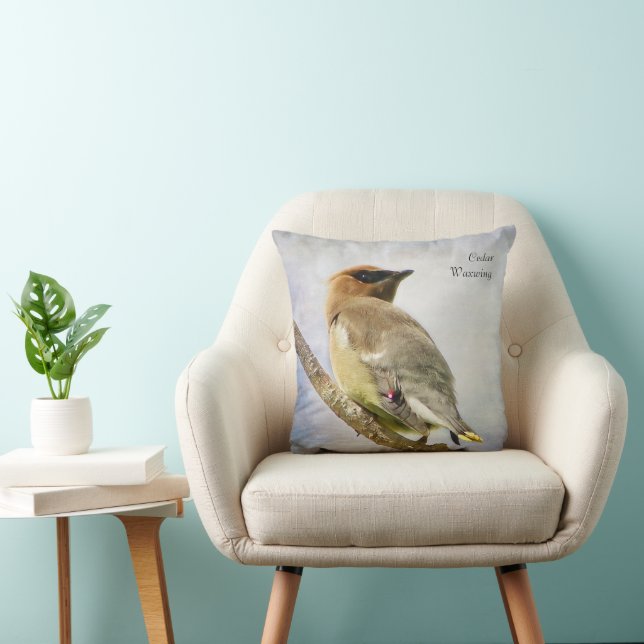 Cedar Waxwing Throw Kissen (Stuhl )