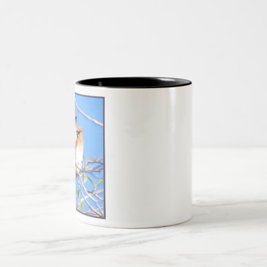 Cedar Waxwings Zweifarbige Tasse (Mittel)