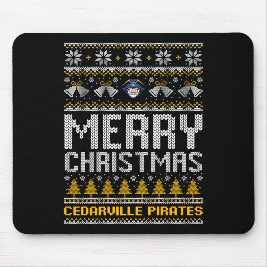 Cedarville Pirates Logo Frohe Weihnachten Ugly Swe Mousepad (Vorne)